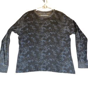Vurt  Crew Neck Shirt Waffle Weave Knit Woman's L Blue Grey Camouflage Outdoors